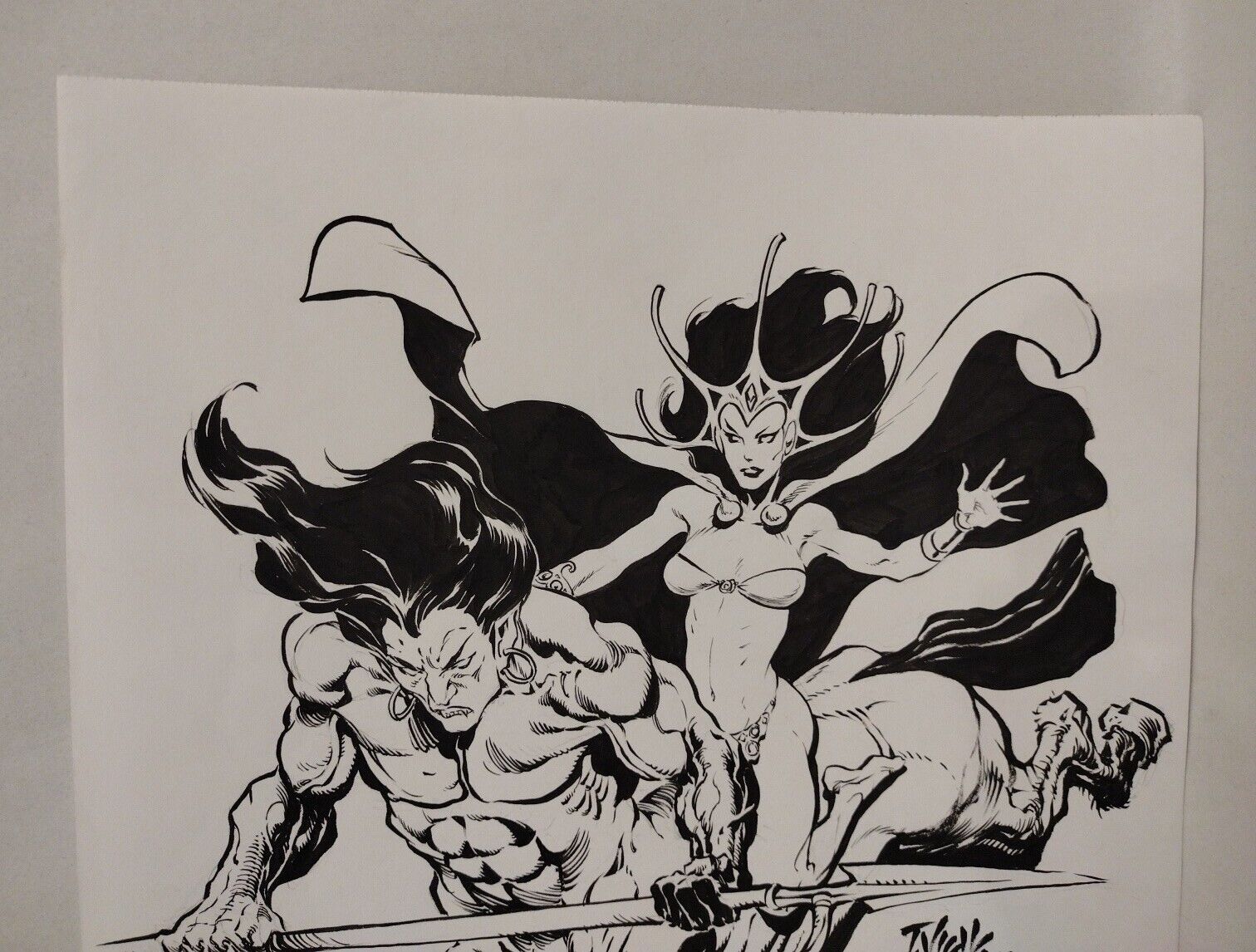 Original Tim Vigil Moon Maid & Centaur Inked Illustration 11 X 14 Signed