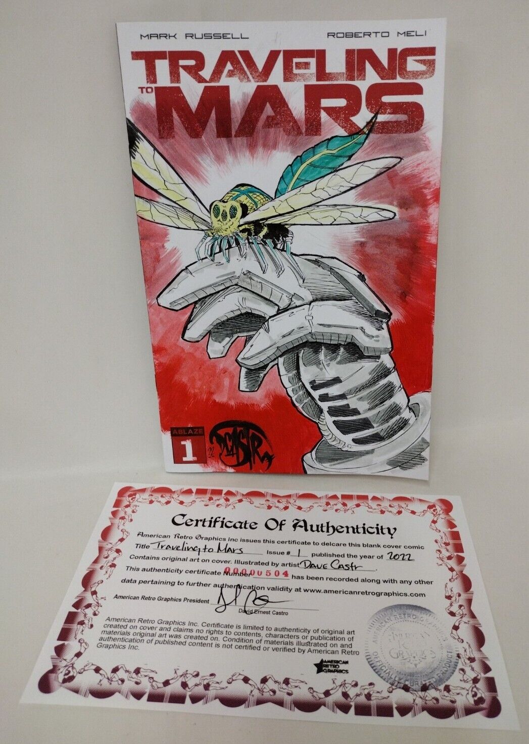 Traveling To Mars #1 Ablaze Comic Blank Cover w Original Dave Castr Art ARG