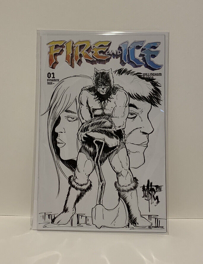 FIRE AND ICE #1 Blank Sketch Variant Cover Comic 2023 W Original Art Dave Castr