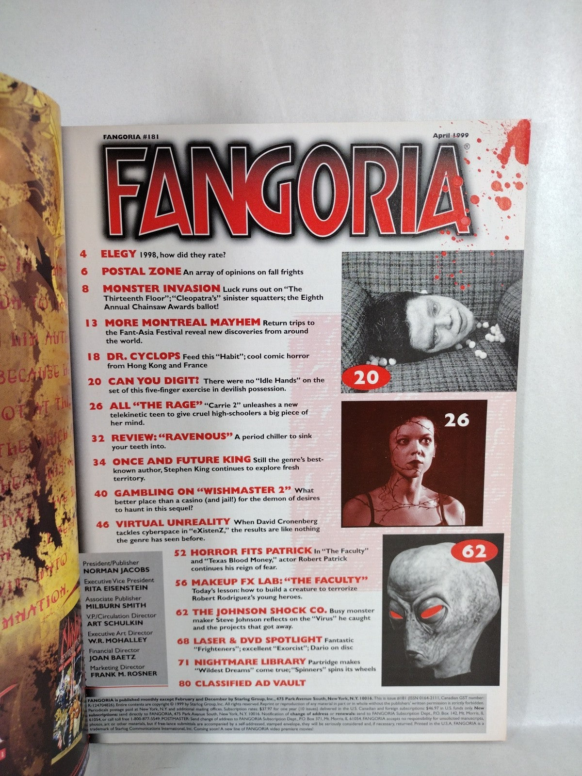 Fangoria Magazine #181 (1999) Wishmaster 2 Idle Hands The Rage Carrie 2 
