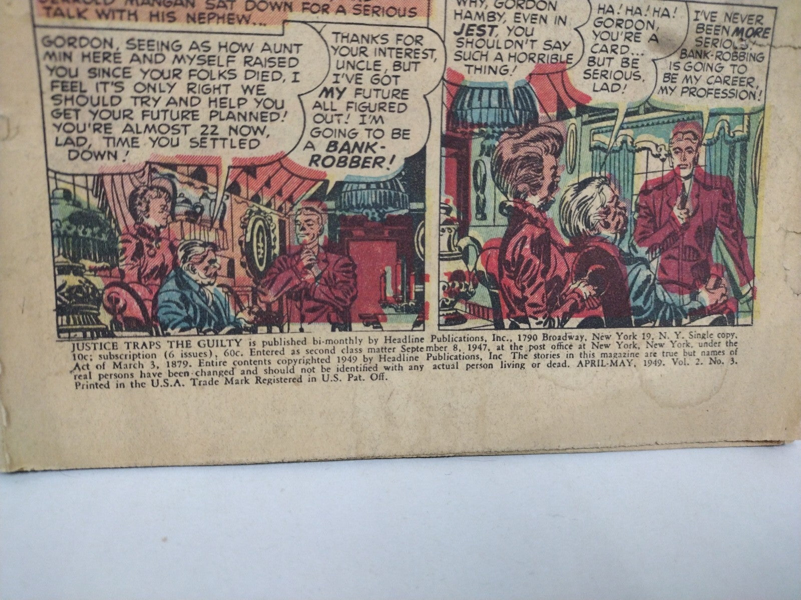 Coveress Golden Age Crime Comic Detective Headline Justice Traps The Guilty 