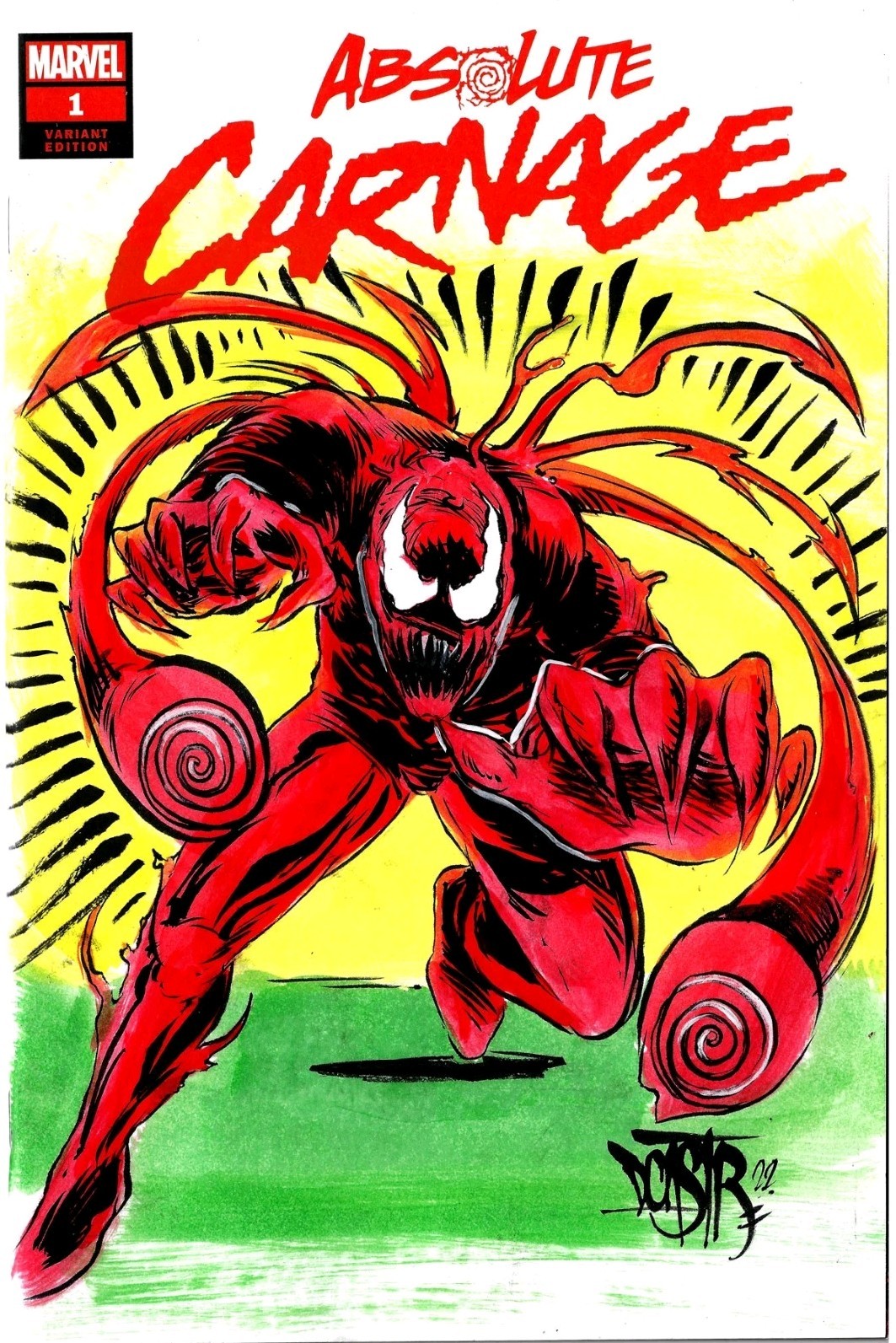 ABSOLUTE CARNAGE #1 Marvel Sketch Variant Cover Comic W Original Dave Castr Art