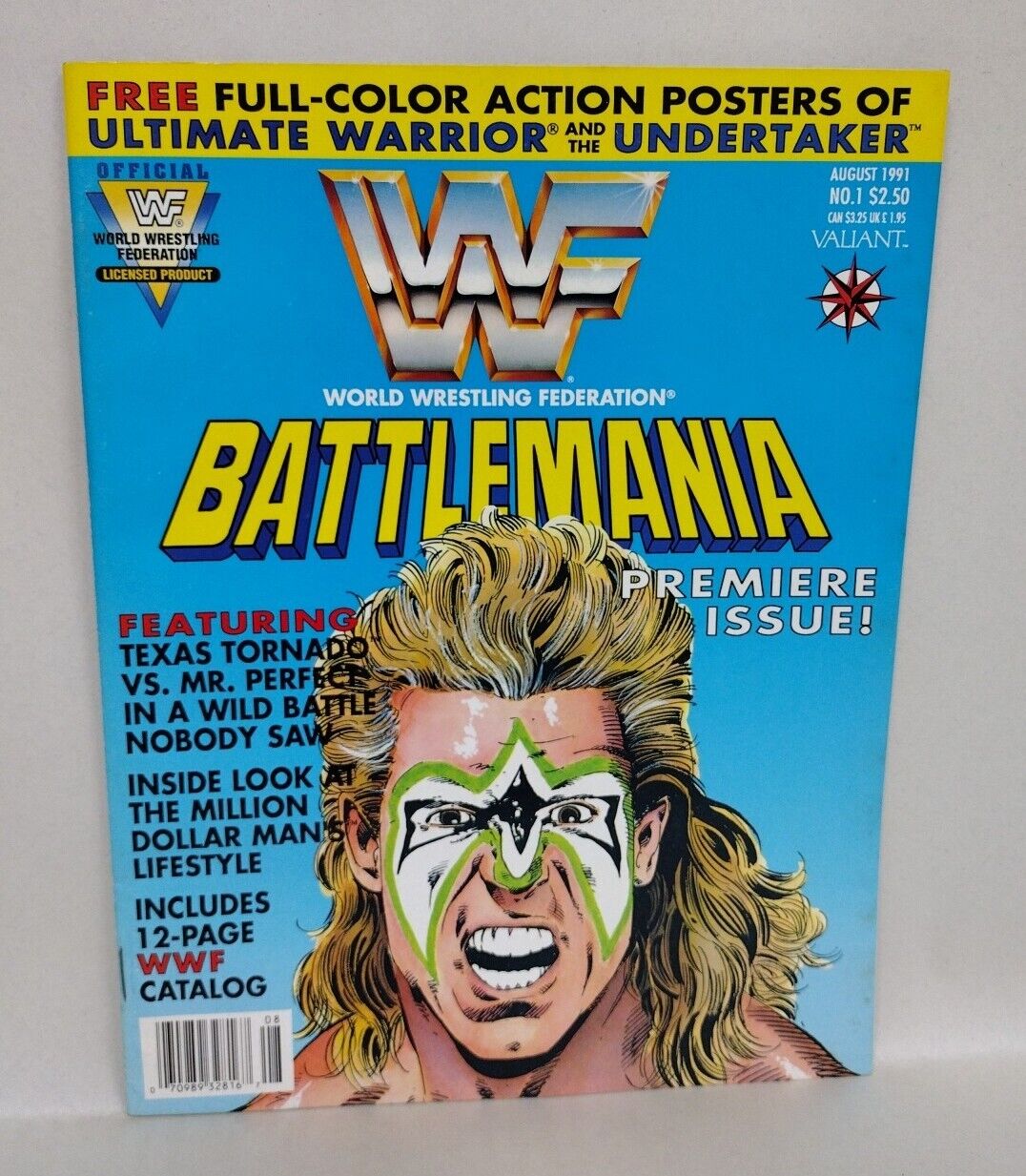 WWF Battle Mania (1991) Valiant Comic Magazine Lot Set #1 &2 W Poster Inserts