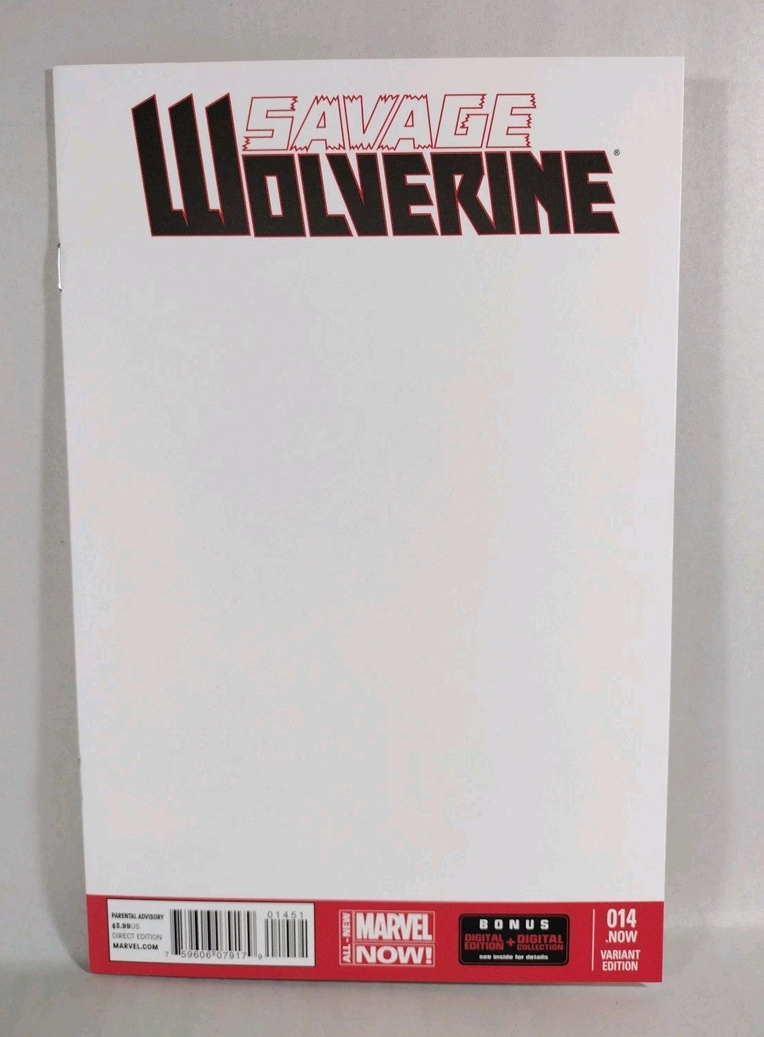 Savage Wolverine #14 (2014) Marvel Blank Sketch Variant Cover New NM
