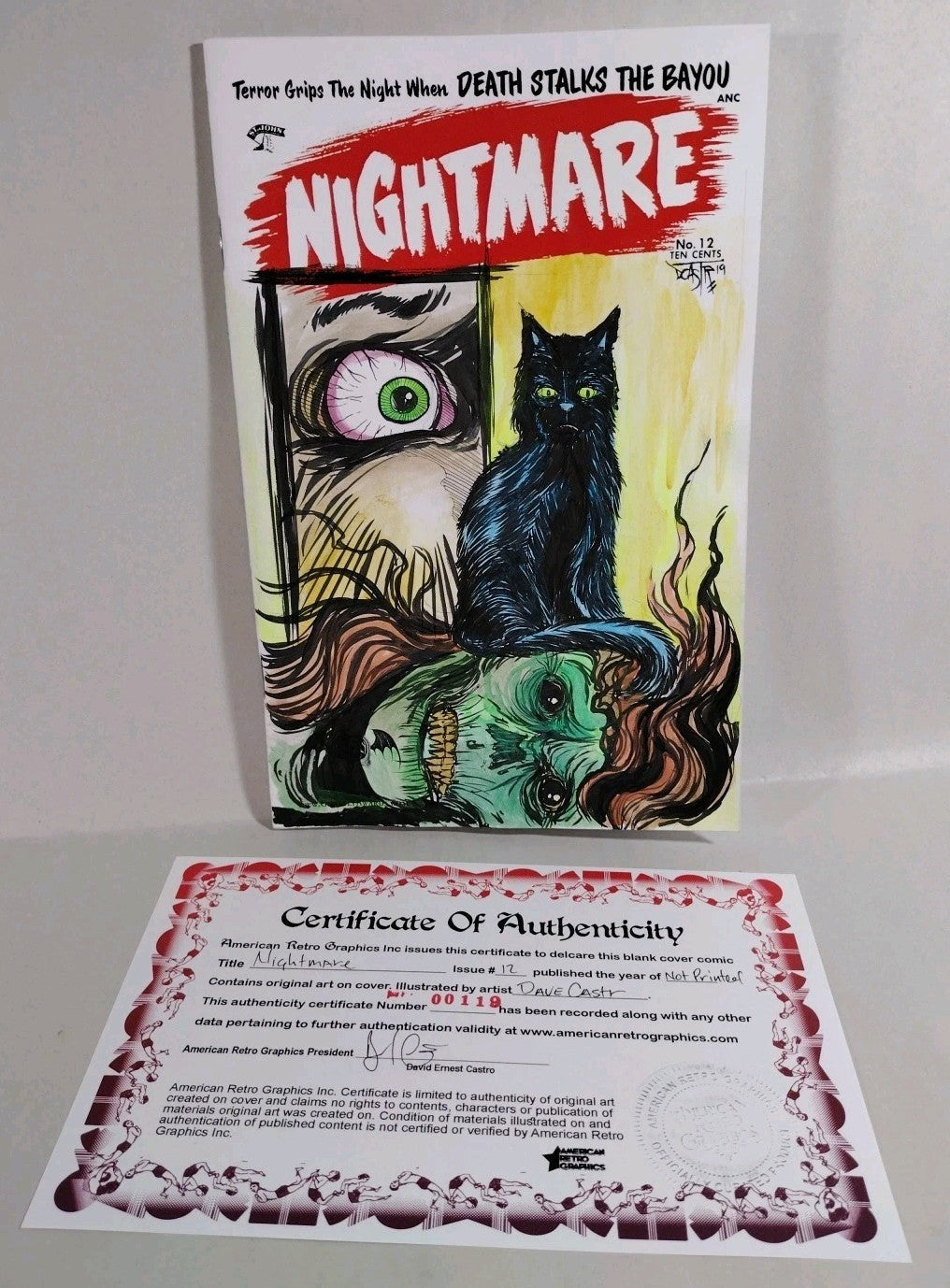 Nightmare #12 Precode Horror BW Reprint Sketch Cover Comic W Original DCastr Art
