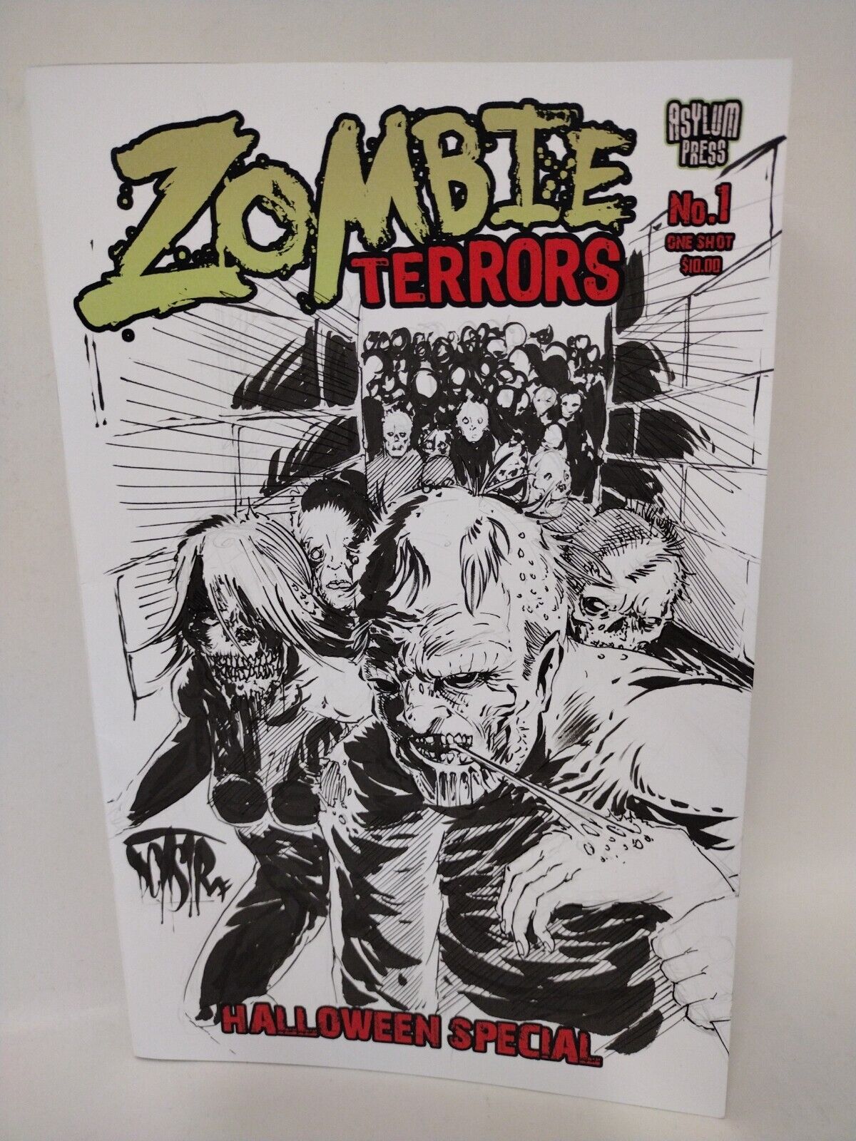 Zombie Terrors #1 (2021) Asylum Blank Cover Comic W Original DCastr Art ARG COA