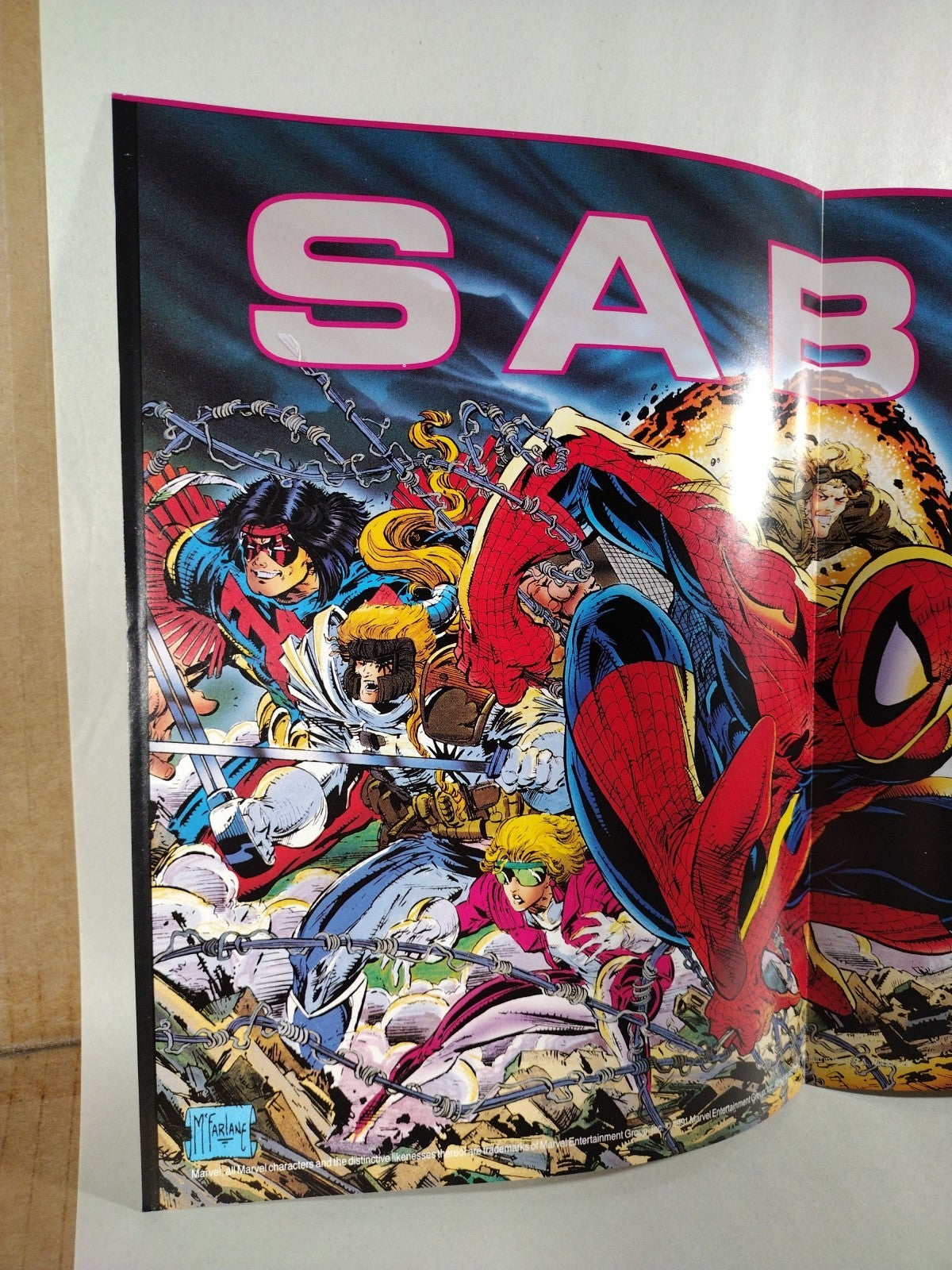 Sabotage (1991) Marvel Todd Mcfarlane Spider-Man X-Force Promo Poster 11" X 24"