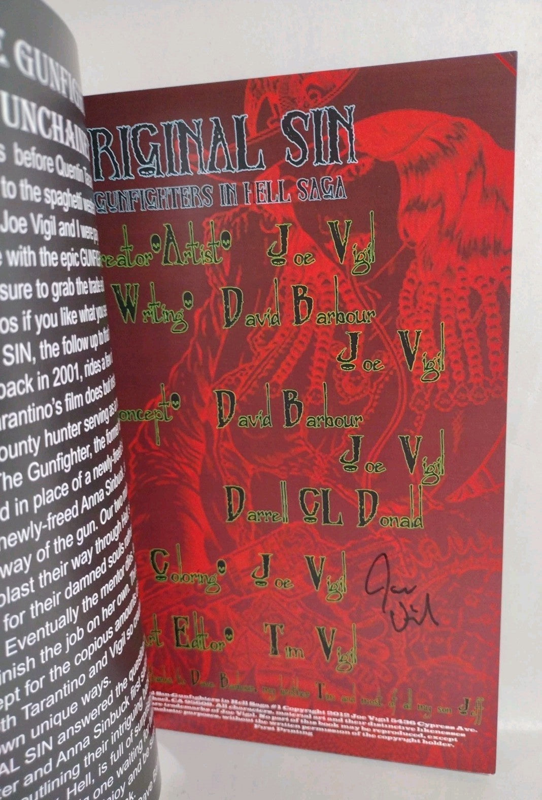 Original Sin (2012) Complete Wild Angels Comic Set #1 2 3 Signed Joe Tim Vigil