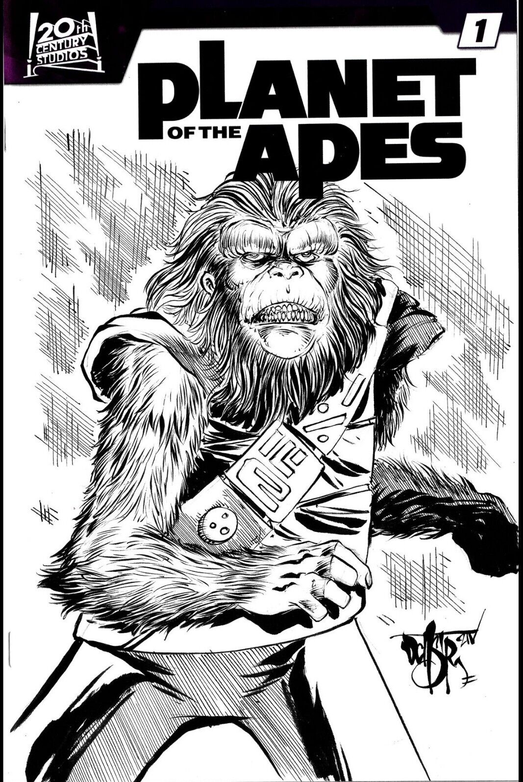 Planet Of The Apes #1 Sketch Cover Variant Comic 2023 W Dave Castr Original Art