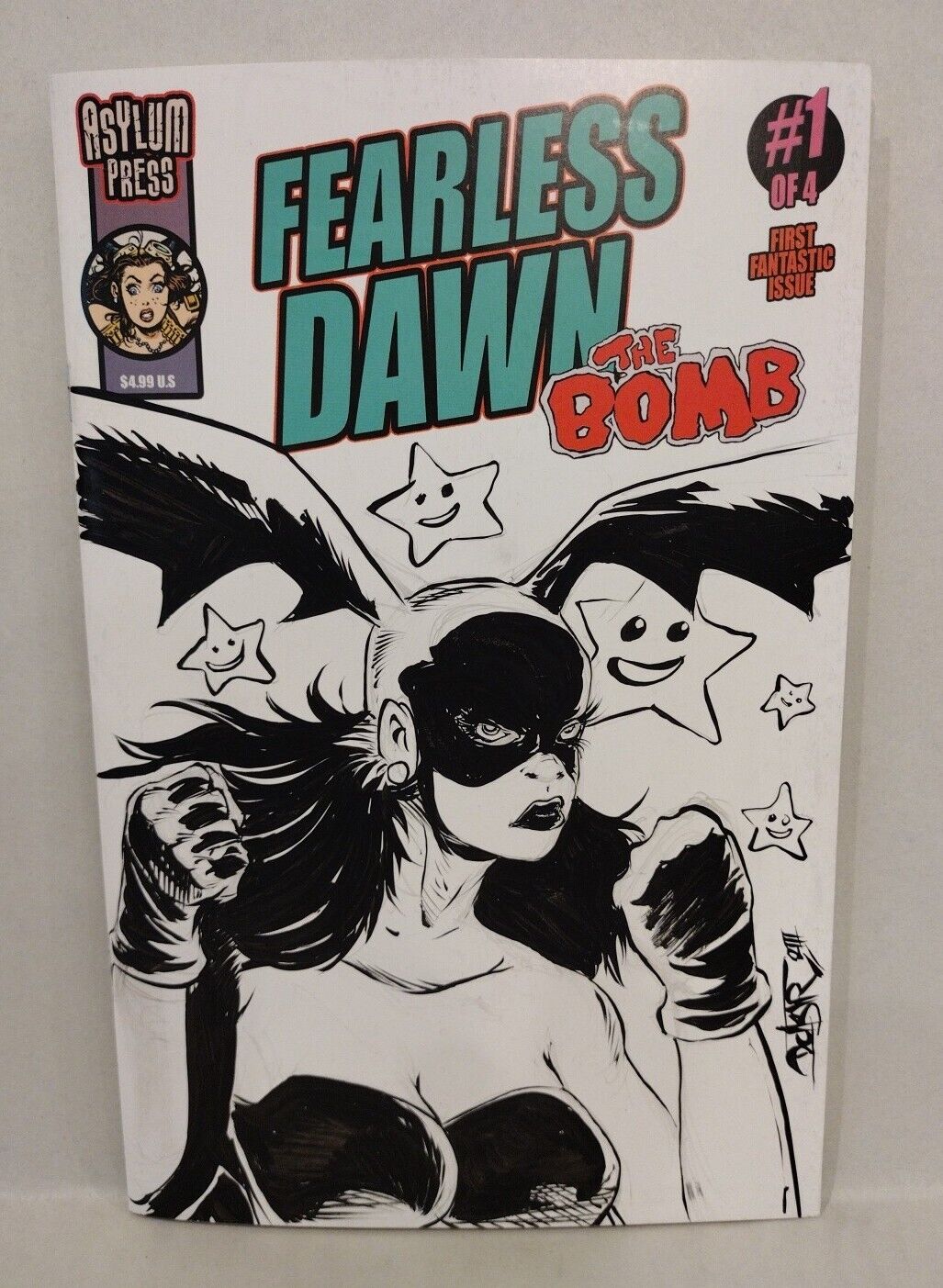 Fearless Dawn The Bomb #1 (2023) Asylum Press Blank Sketch Cover W Original Art