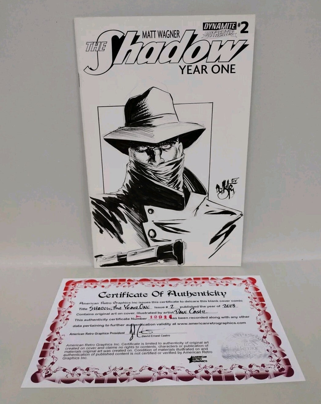 The Shadow Year One #2 (2013) Sketch Cover Variant W Original Dave Castr Art