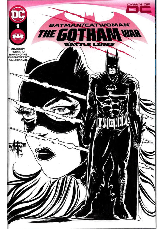 Batman Catwoman Gotham War 1 (2023) Sketch Variant Comic W Original Dcastr Art