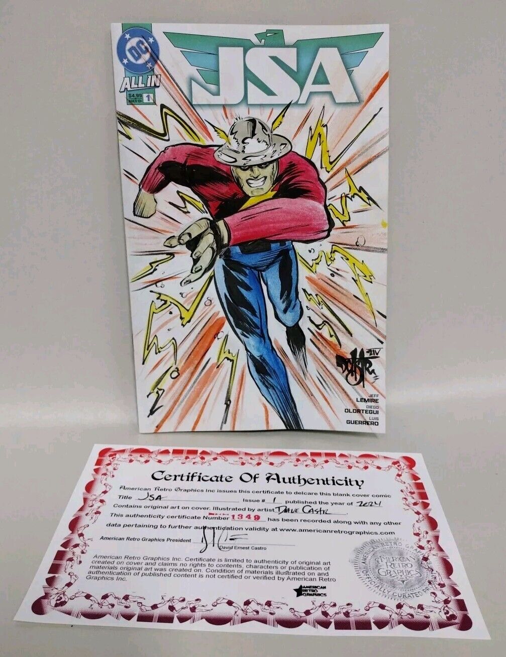 JSA #1 (2024) DC Sketch Cover Comic W Original Dave Castr Golden Age Flash Art