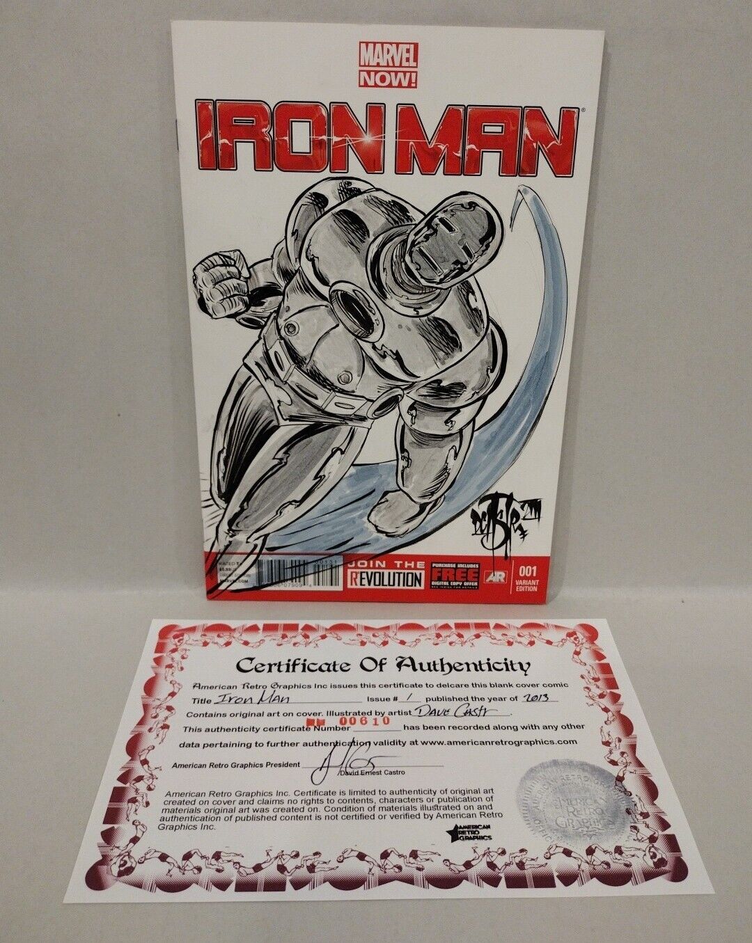 Iron Man #1 Blank Variant Cover Marvel Comic 2013 w Original Dave Castr Art