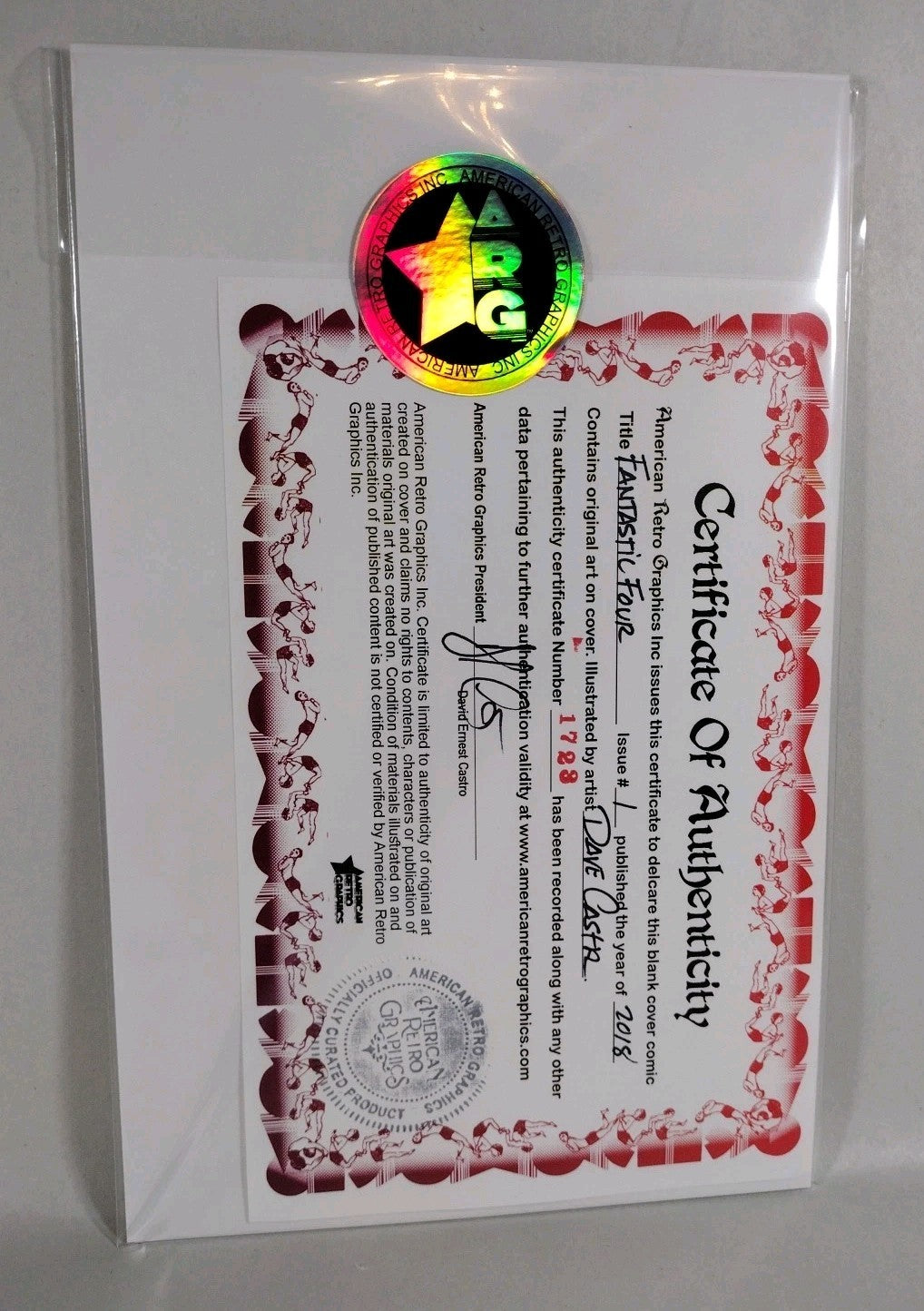 Fantastic Four #1 (2018) Marvel Sketch Cover Var Comic W Original Dave Castr Art