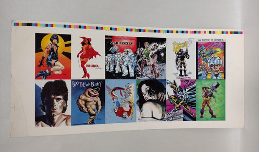 Uncut 9 X 20" 1993 Trading Card Sheet Independent Comic Series Signed Tim Vigil