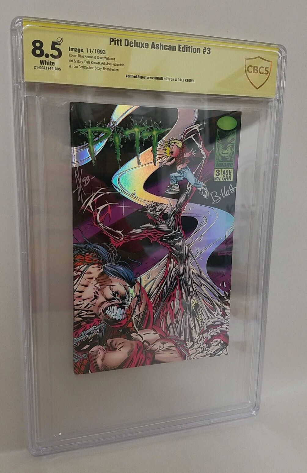 PITT (1993) Deluxe Holofoil Ashcan #3 CBCS 8.5 Signature Verified Keown Hotton