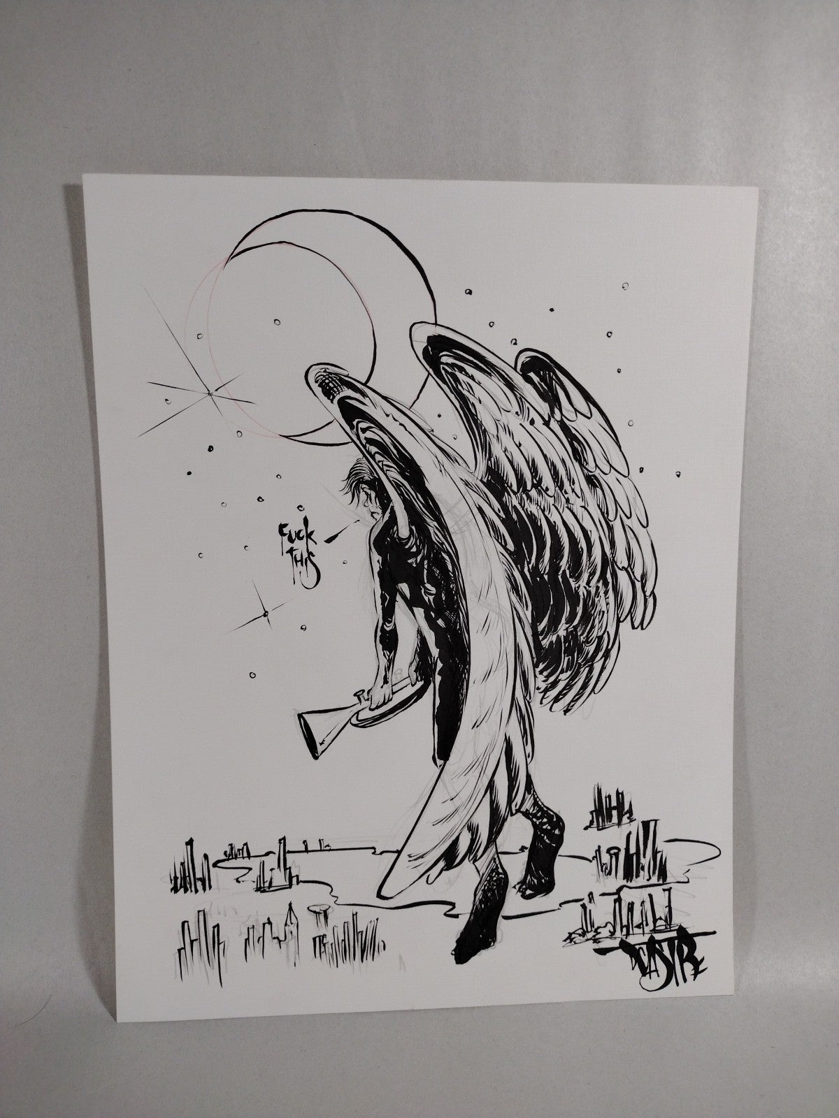 Gabriel Original (2020) Dave Castr 8.5 X 11" Ink Drawing W ARG COA #194