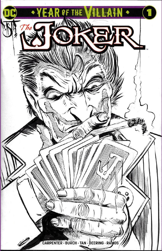 Joker Year Of The Villain 1 (2019) DC Blank Sketch Variant Comic W Original Art
