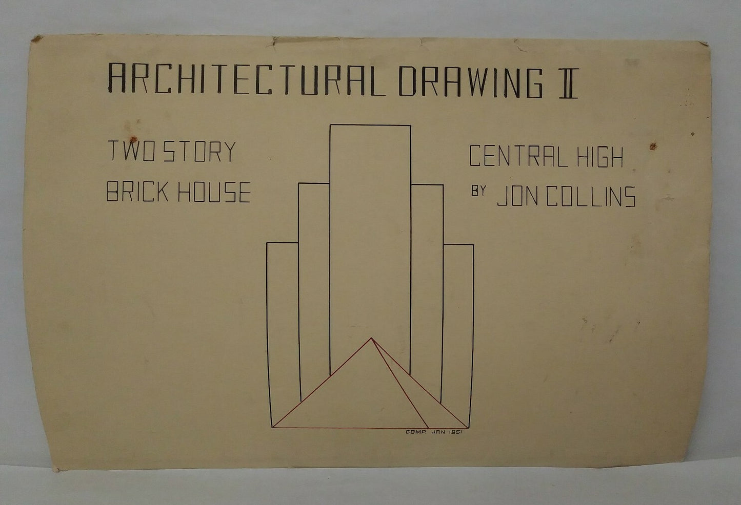 1951 Architectural Drawings Of Jon Collins Later to Become Aeronautical Engineer