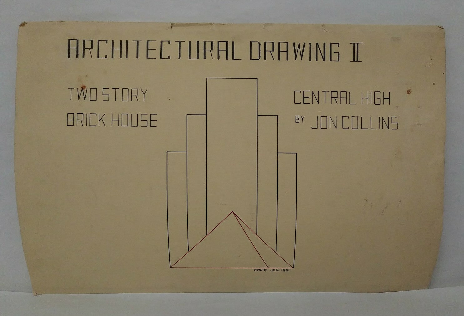 1951 Architectural Drawings Of Jon Collins Later to Become Aeronautical Engineer