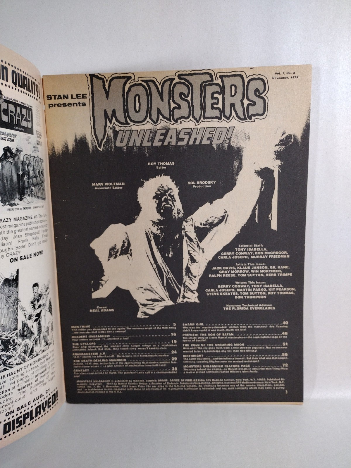 Monsters Unleashed Magazine #3 (1973) Marvel/Curtis Horror Comic FN