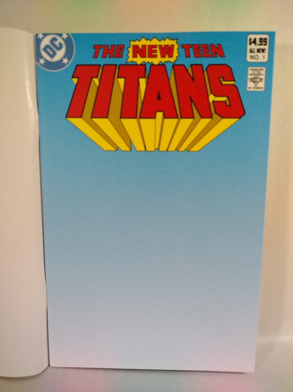 New Teen Titans #1 (2023) DC Comic Facsimile Ed. Blank Sketch Cover Variant NM