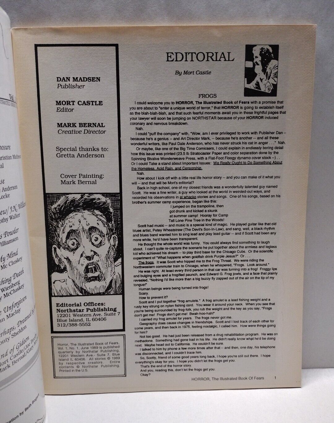 Horror: Illustrated Book Of Fears (1990) Northstar Comic Magazine Lot Set #1 & 2