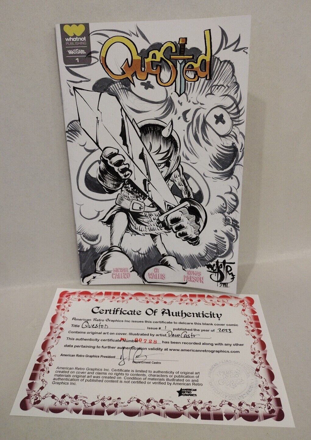 QUESTED 1 (2022) Whatnot Blank Sketch Cover Comic W Original JINX Dave Castr Art