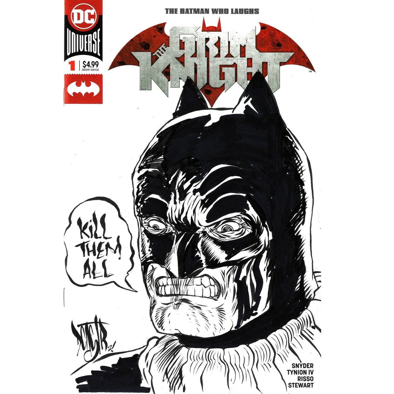 Batman The Grim Knight #1 (2019) Blank Cover Comic W Original Art ARG COA 244