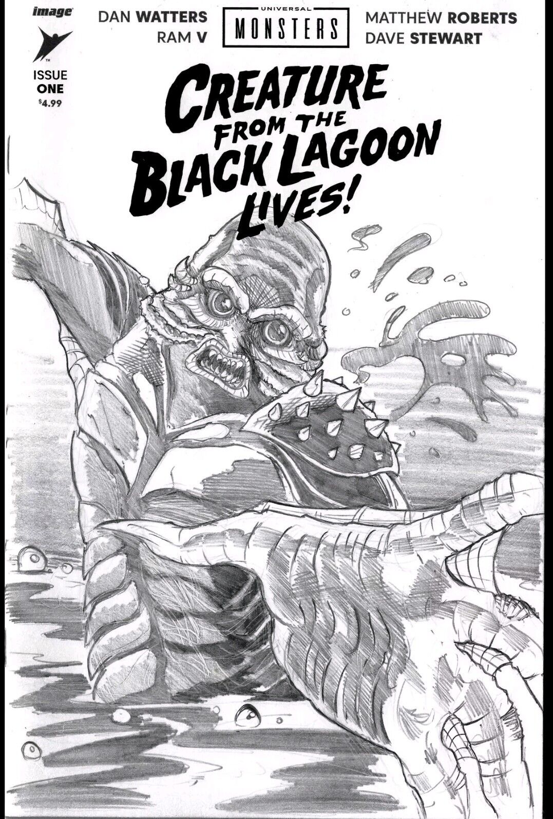 Creature From The Black Lagoon Lives #1 Sketch Cover Var W Original Pencil Art