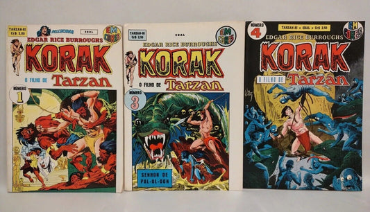 Korak Son Of Tarzan (1973) EM Cores Brazilian DC Comic Lot #1 3 4 Joe Kubert