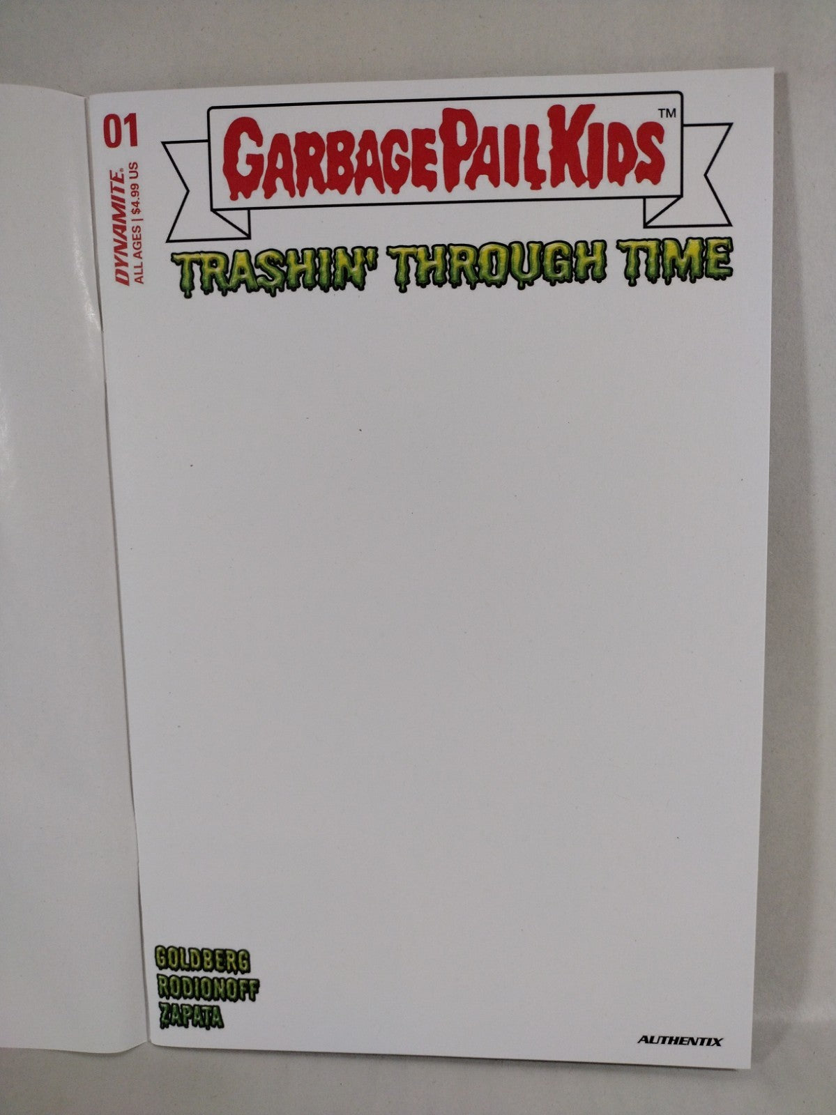Garbage Pail Kids Trashin' Through Time #1 (2023) Dynamite Blank Sketch Cover NM