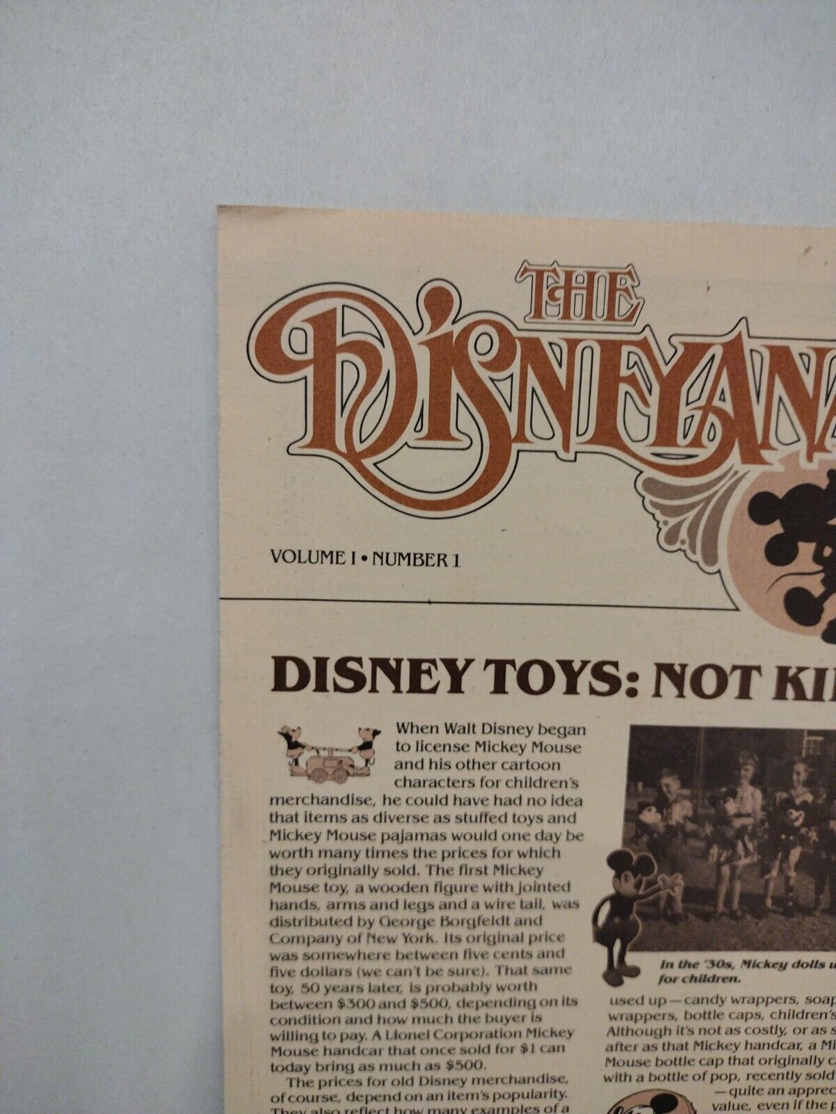 The Disneyana Collector Vol 1 Number 1 Summer 1982 Disney Memorabilia Newsletter