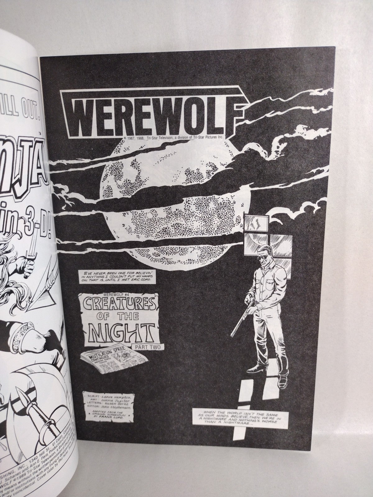 WEREWOLF #1 (1988) BLACKTHORNE COMIC ERIC CORD TV ADAPTATION VF