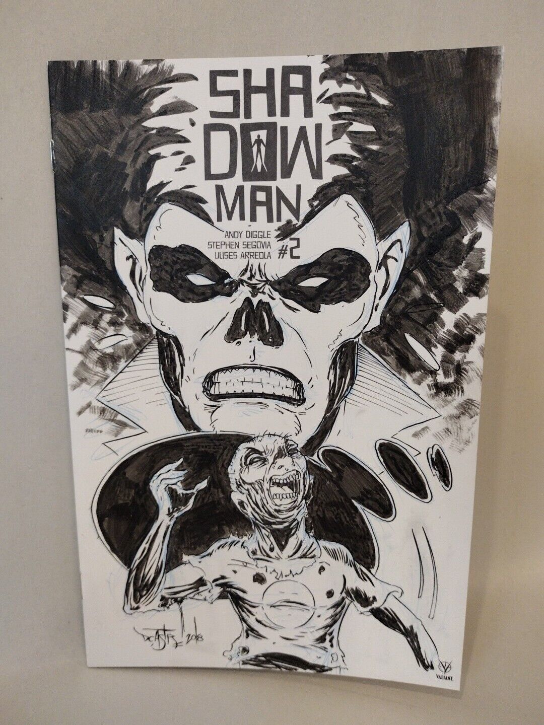 Shadow Man #2 (2018) Valiant Blank Cover Comic W Original Dave Castr Art ARG COA