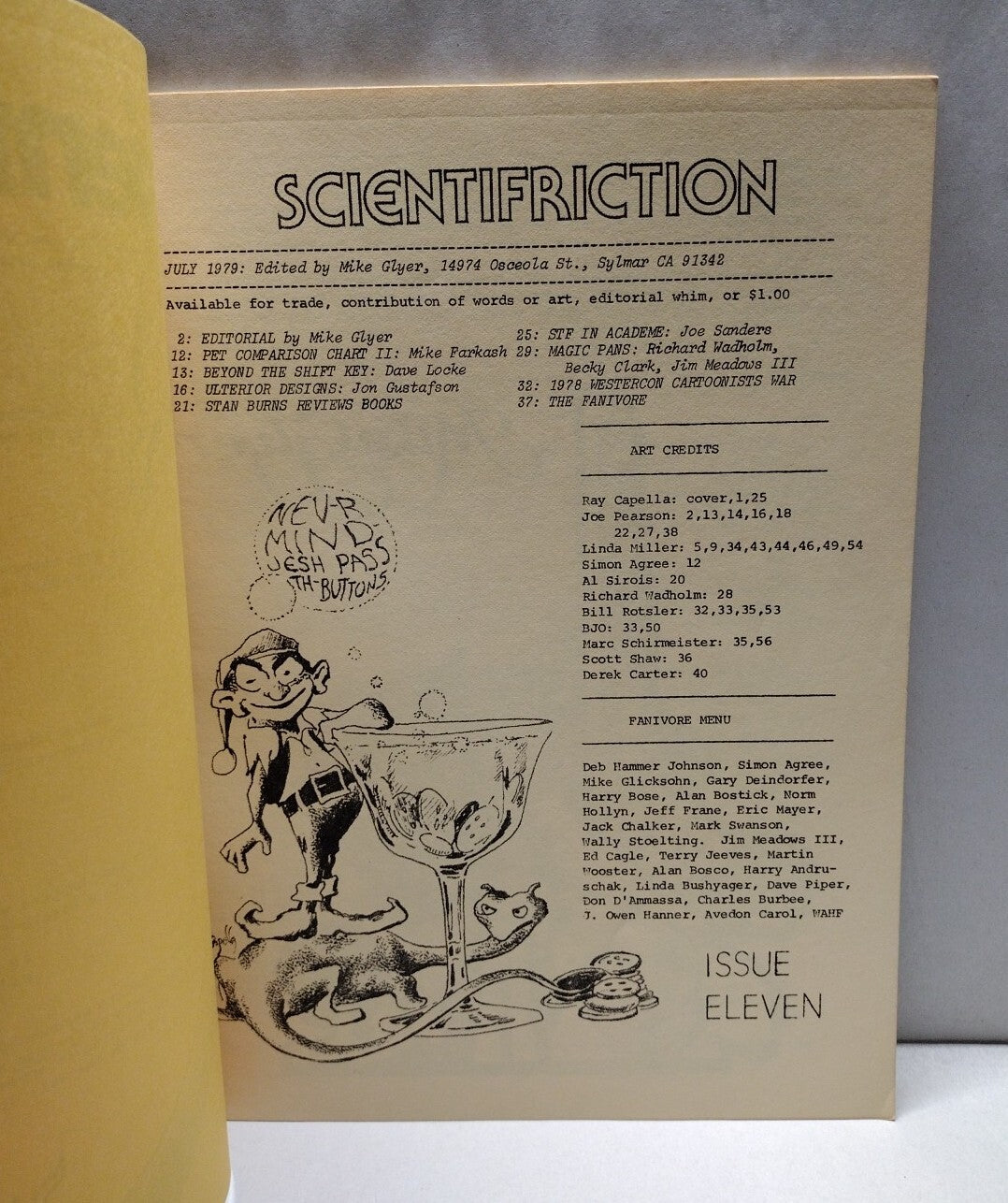 SCIENTIFRICTION #11 (1979) CA Fanzine Mike Glyer Ted White Chalfin Scott Shaw