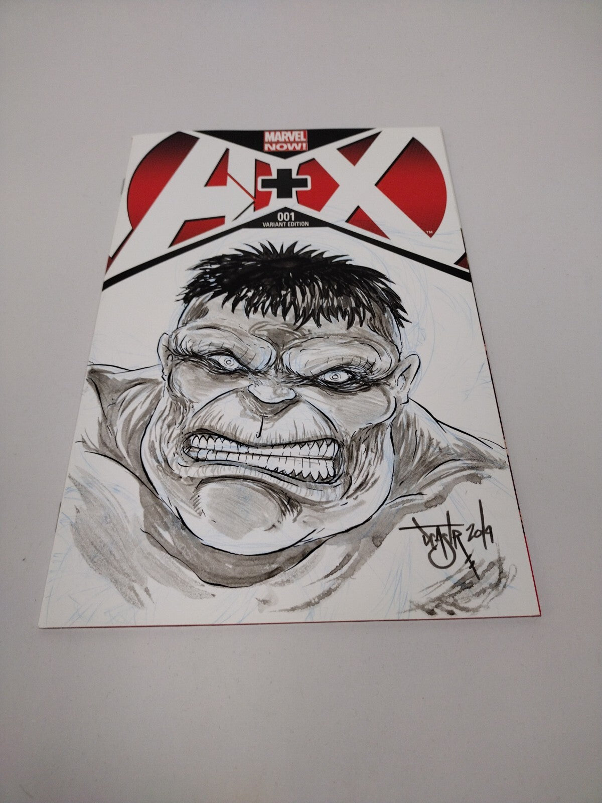 A+X Avengers X-Men 1 (2012) Marvel Sketch Cover Var W Original DCastr Hulk Art
