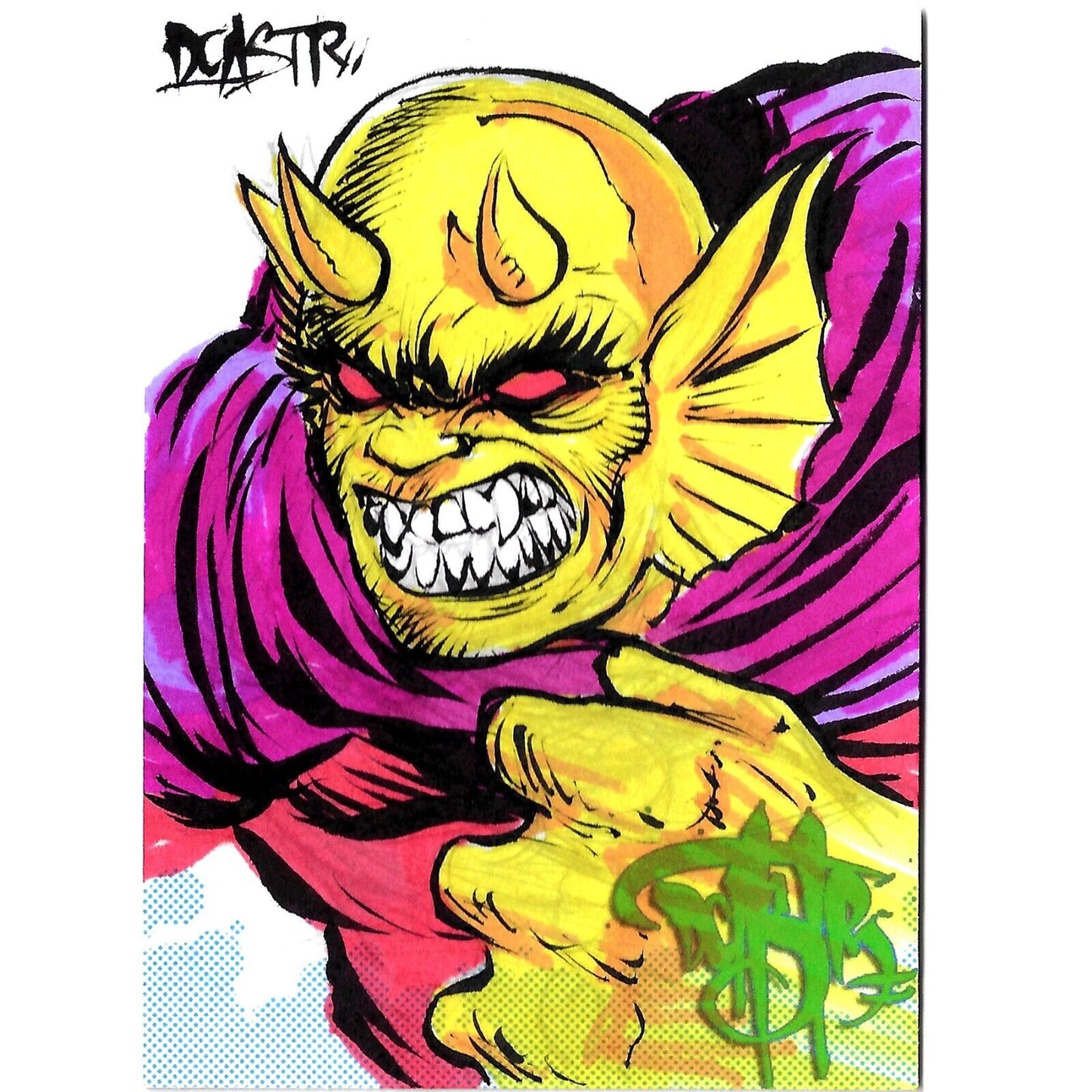 DCastr Iron Claw Series Personal Sketch Card Original 1/1 Art W The Demon Holder