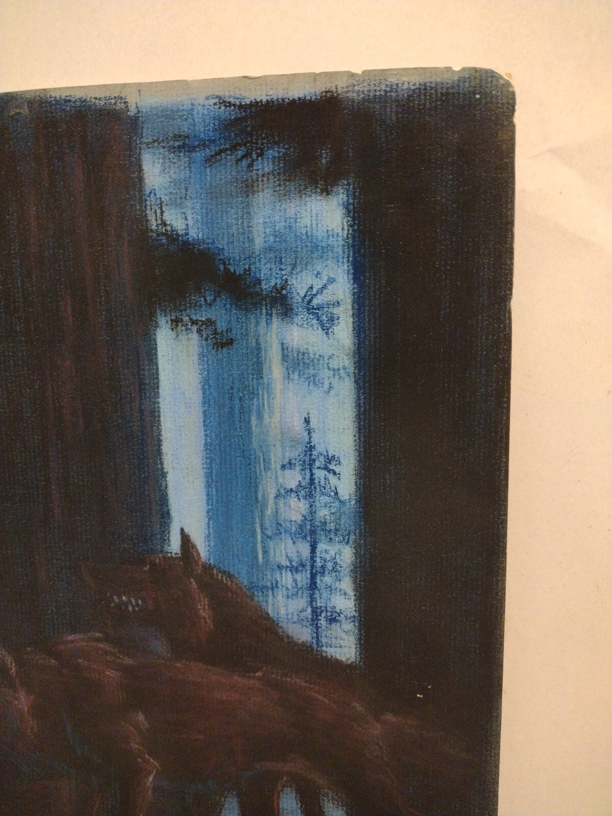 Original Doug Lefler (1984) Fantasy Oil Pastel Illustration Set Wolves Dragon 