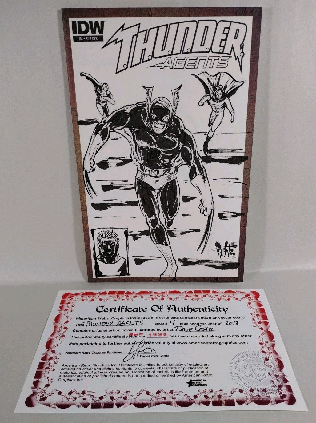 Thunder Agents #4 (2014) IDW Sketch Variant Cover Comic Original Dave Castr Art