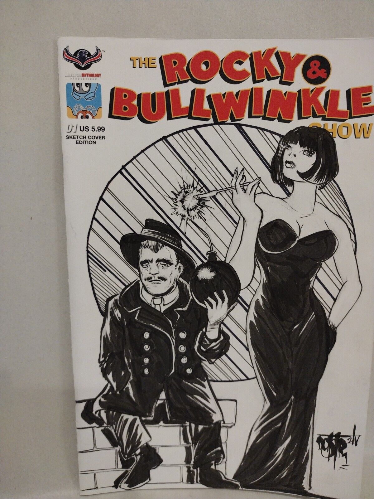 Rocky & Bullwinkle Show #1 (2017) Sketch Cover Comic W Original Dave Castr Art