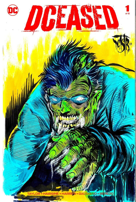 Dceased 1 (2019) DC Comics Blank Cover Variant Original DCastr Zombie Art COA