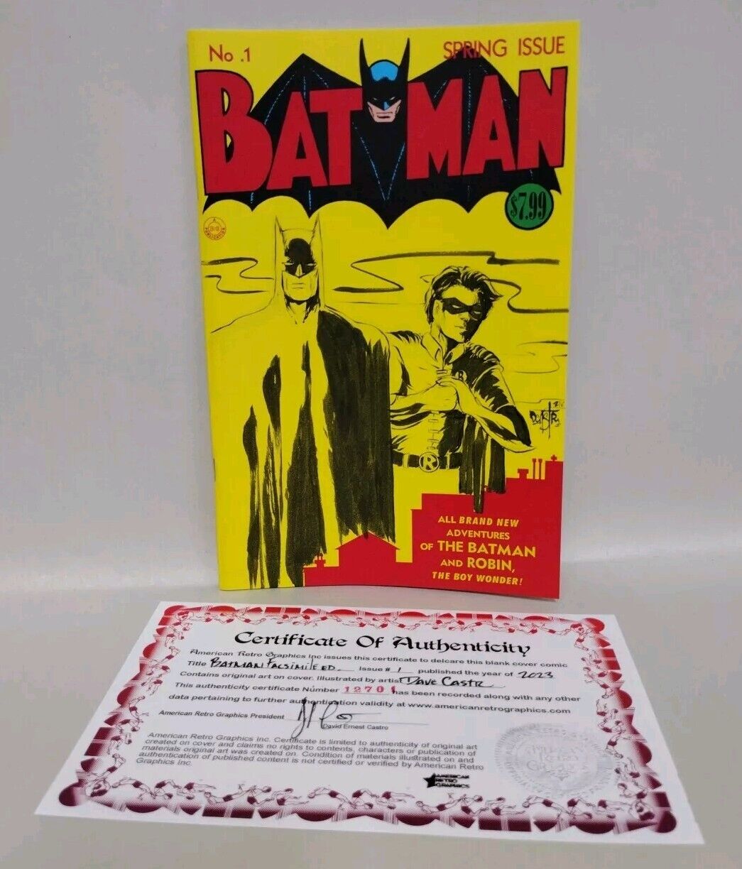 Batman #1 Facsimile Ed (2023) DC Comic Sketch Cover W Original Dave Castr Art