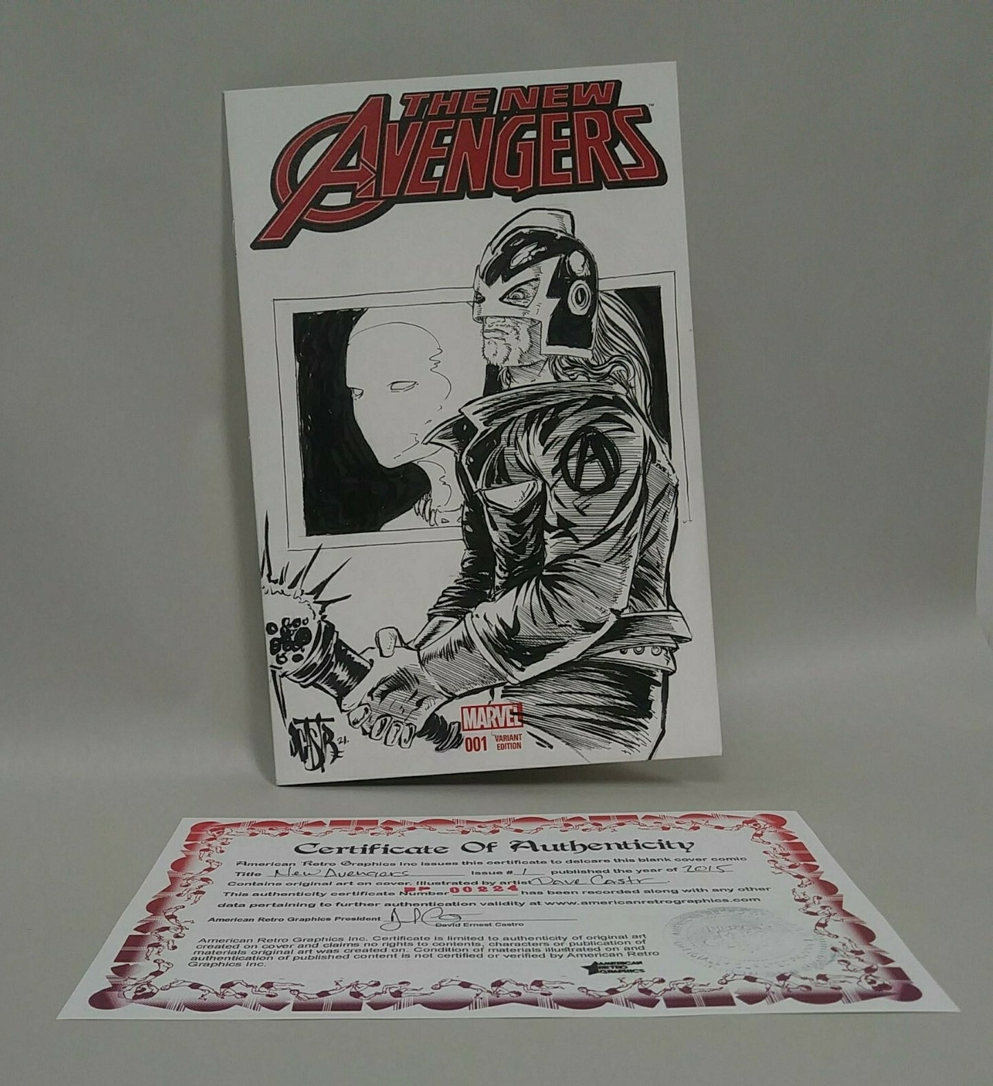 New Avengers #1 Marvel 2015 Sketch Cvr Comic W Original DCastr Black Knight Art