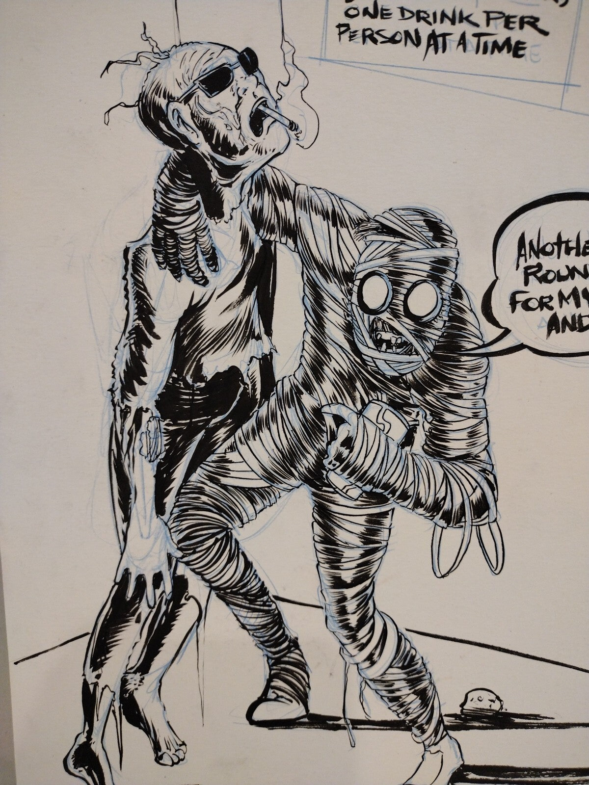 Potato Mummy 9 x 12" Original Dave Castr Ink Illustration Art W ARG COA #65