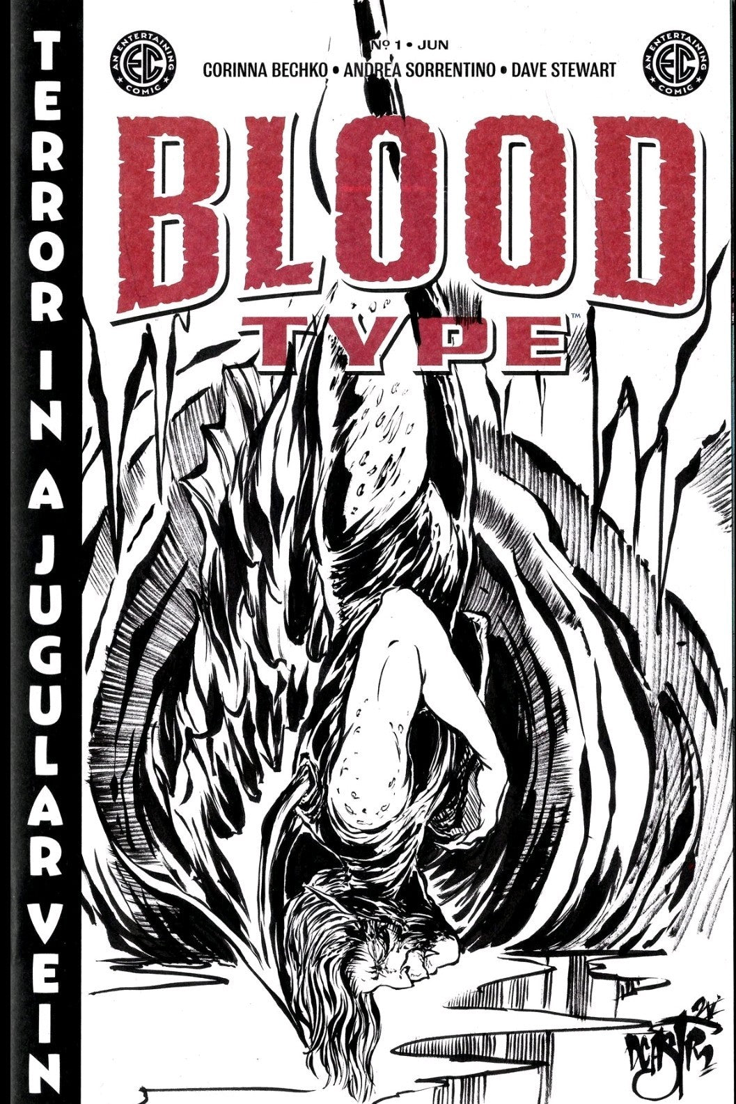 Blood Type #1 (2025) Oni EC Comic Sketch Cover Variant W Original Dave Castr Art
