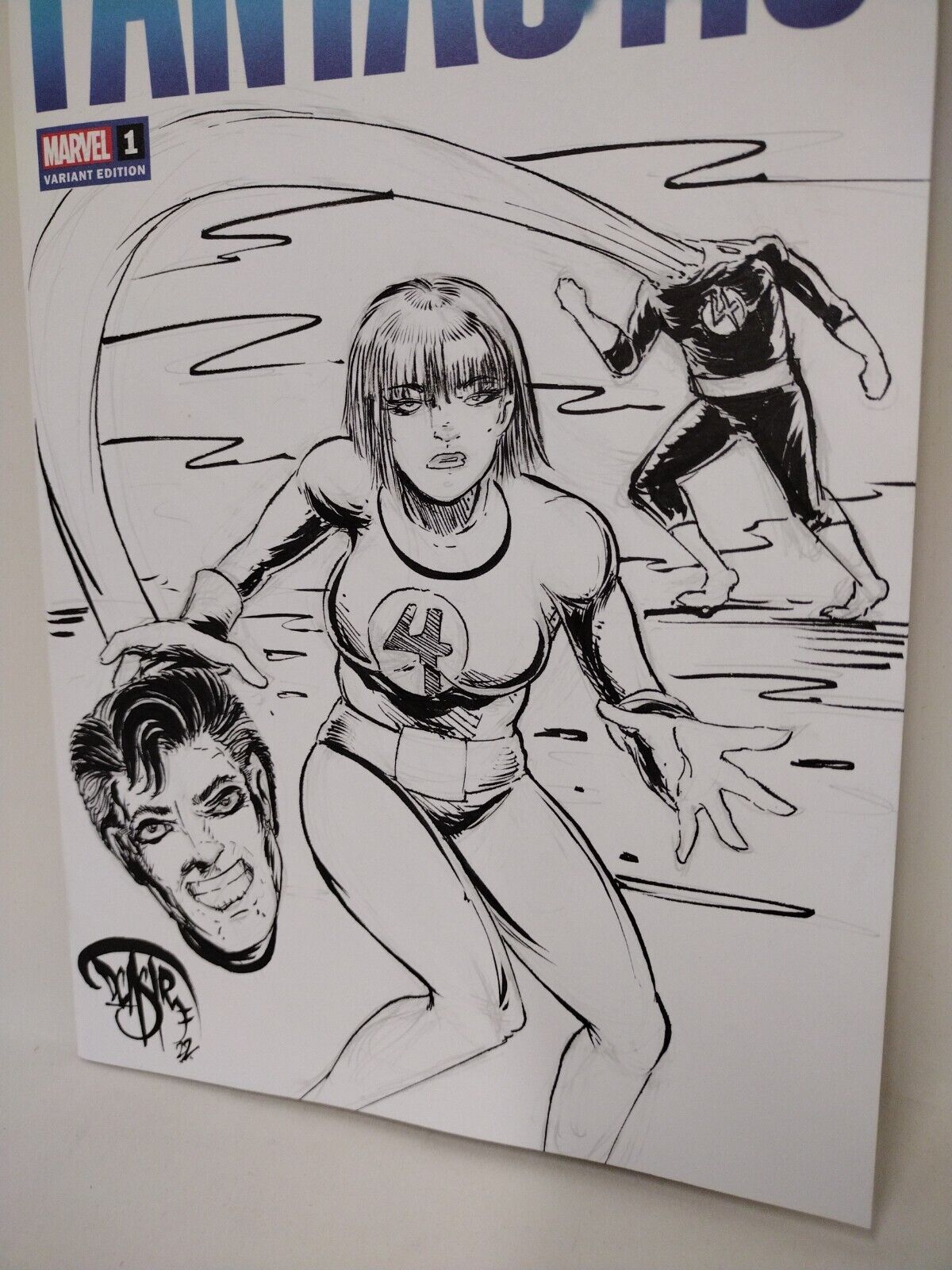 Fantastic Four 1 (2022) Blank Cover Variant Comic W Original Richards DCastr Art