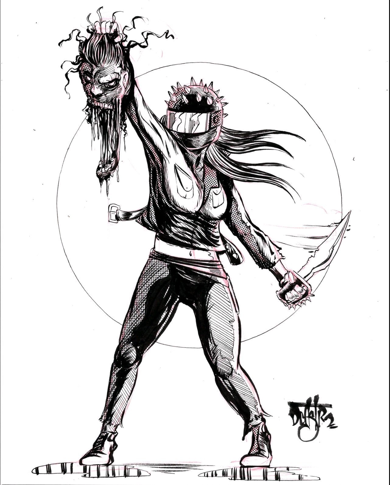 She That Kills The Dead (2025) Original 9 X 12" Dave Castr Inked Art W COA