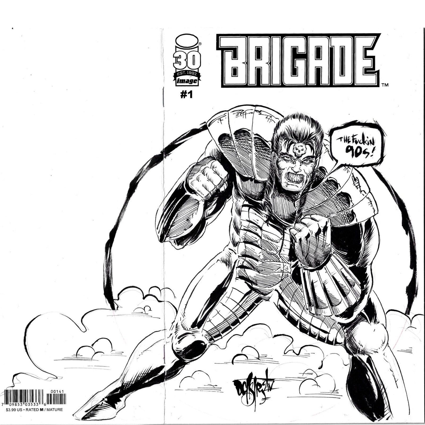 Brigade Remastered #1 (2022) Image Comic Sketch Cover W Original Dave Castr Art